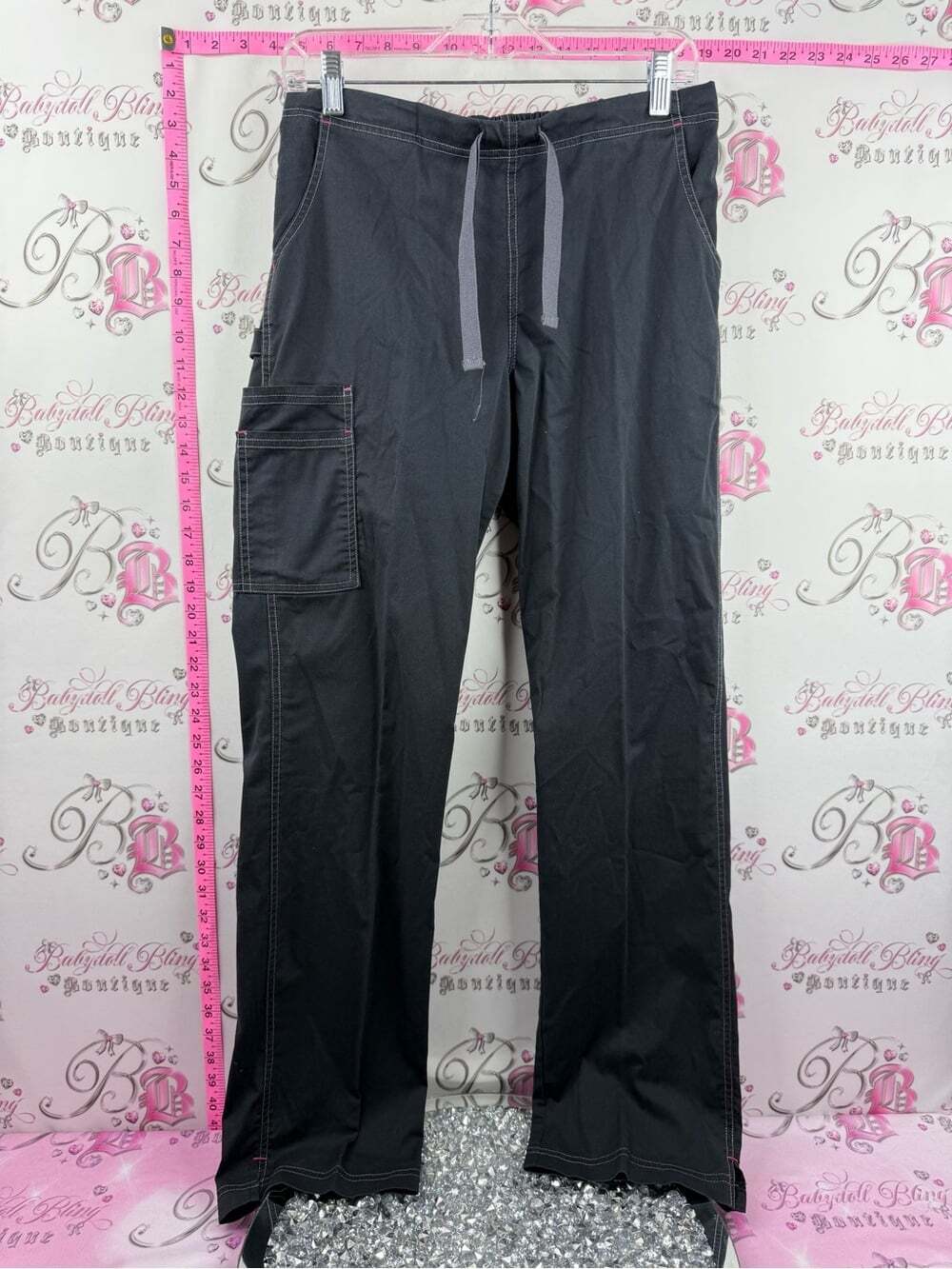 HEALTH PRO pants grey Black Utility Track Pants with Drawstring Waist cargo